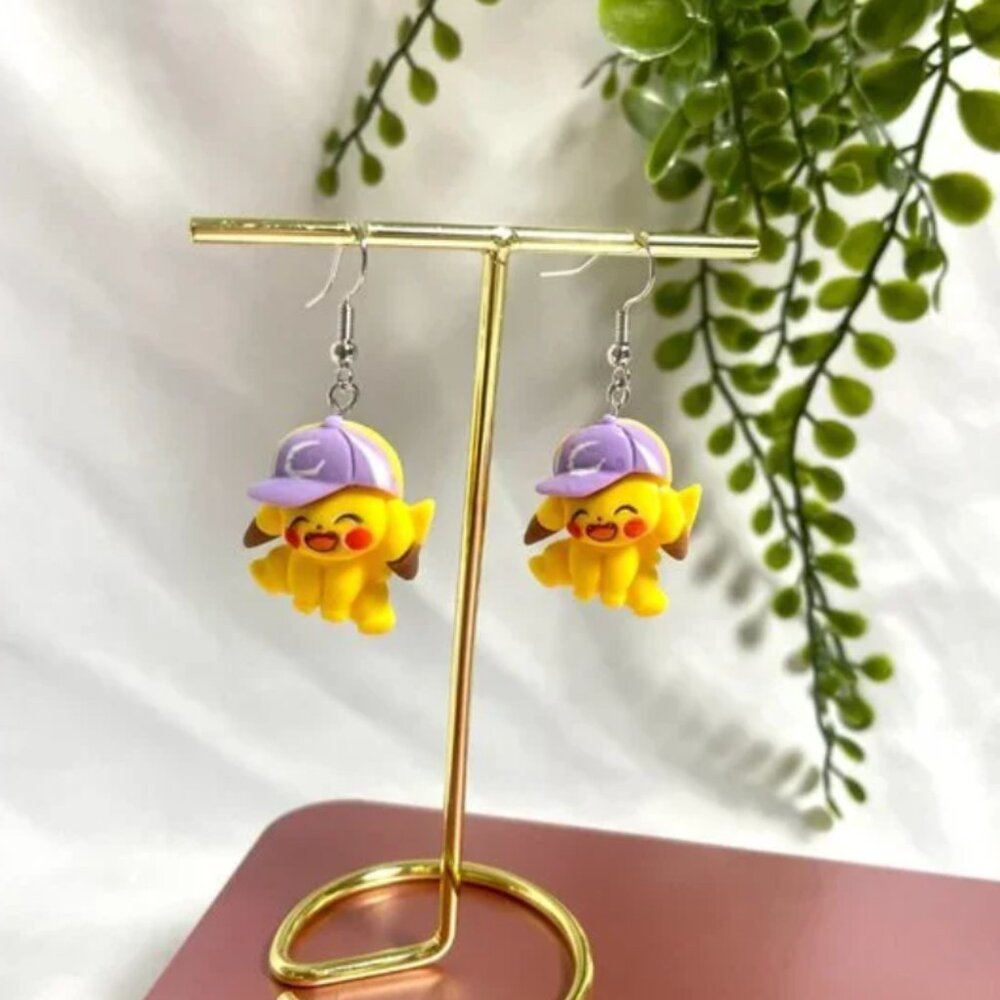 ⭐️❤️ FREE Pikachu Pokemon Cartoon Kawaii Drop Pop Art Artsy Trendy Cute Earrings